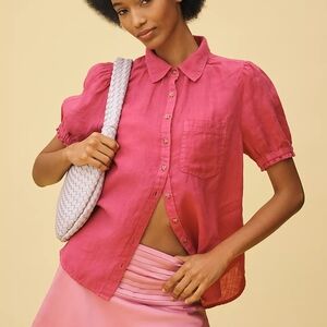 Anthropologie Pilcro Pink Linen Button Up NWOT